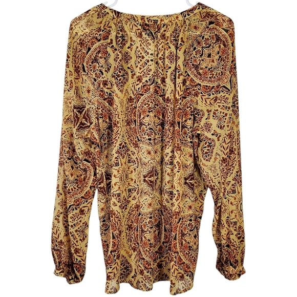 2224 * Torrid Crinkle Chiffon Raglan Tie Front Blouse Medallion Size 2X - Picture 3 of 11